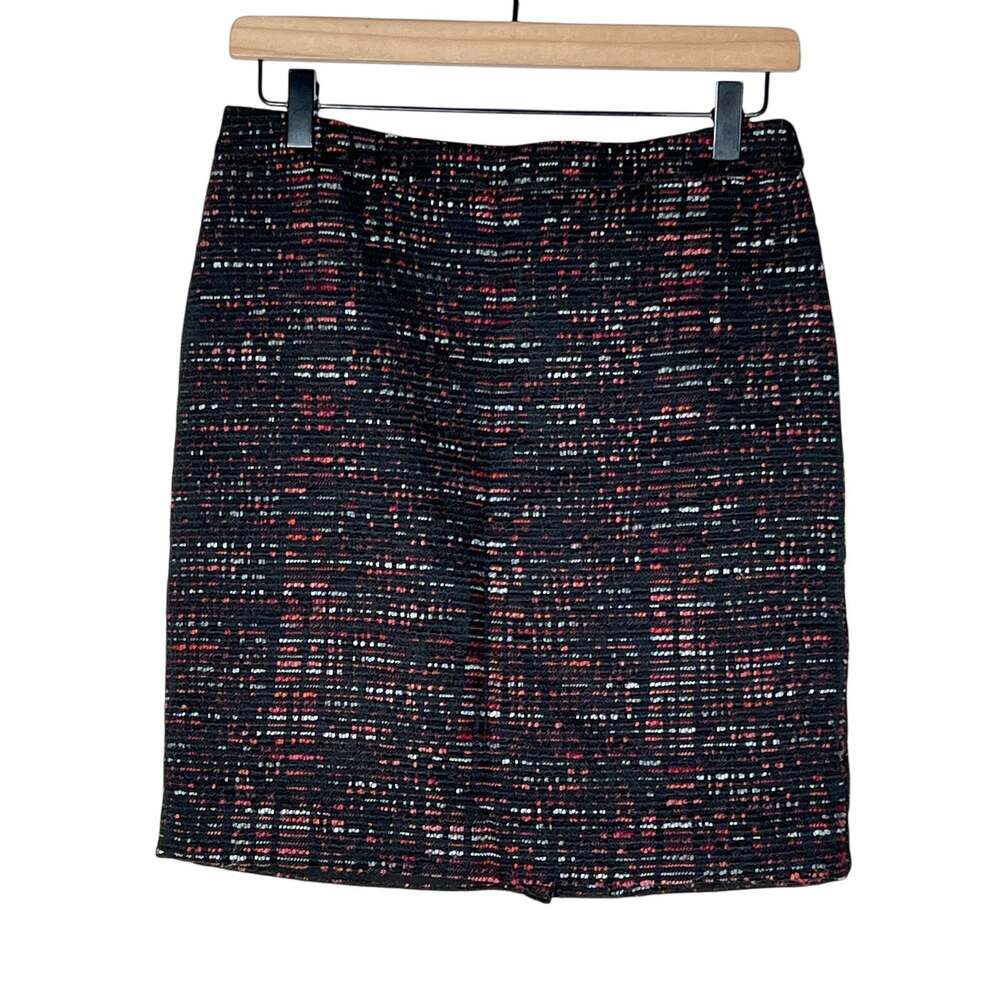 Loft black and red tweed business casual straight pencil skirt 4 petite 4P B151